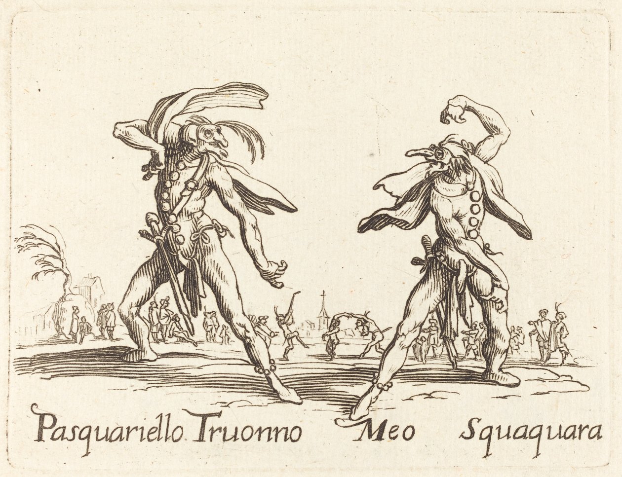 Pasquariello Truonno og Meo Squaquara av After Jacques Callot