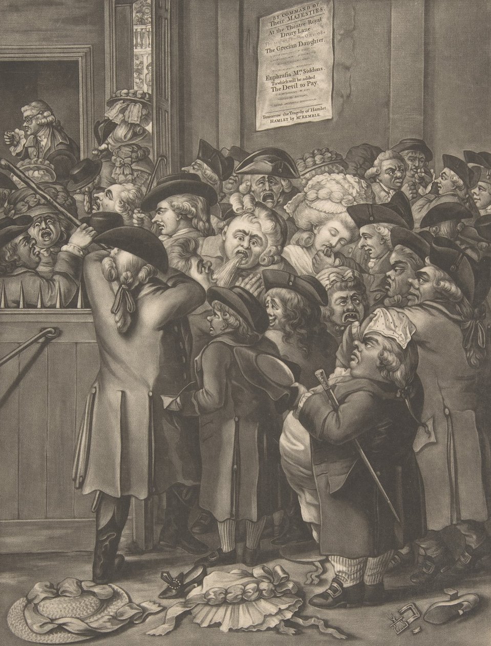 The Pit Door La Porte du Parterre, 9. november 1784. av After Robert Dighton the Elder.