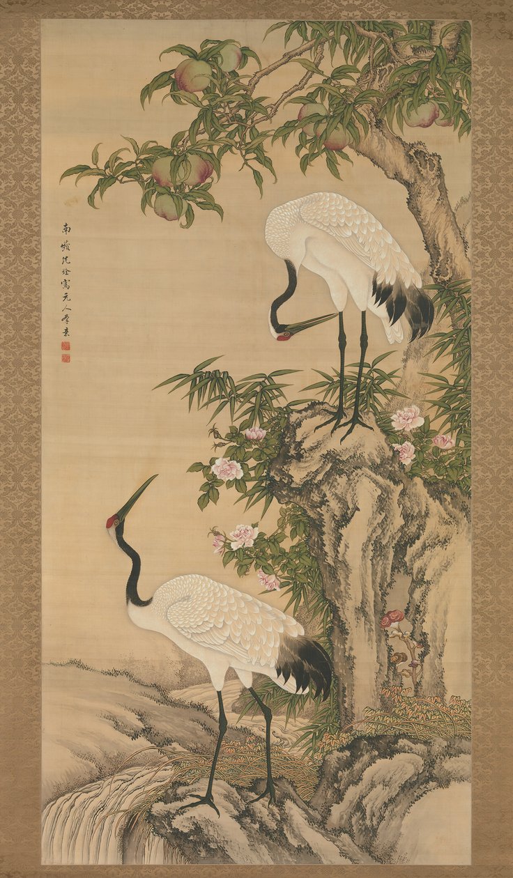 Traner, ferskentre og kinesiske roser, tidlig på 1700-tallet. av After Shen Quan