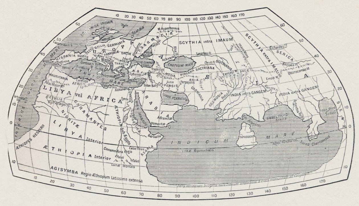 Kart over verden, ifølge Ptolemaios, 1923. av Agathodaemon of Alexandria