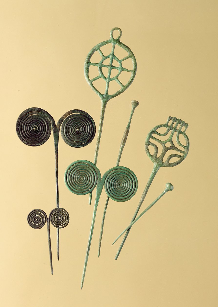 Nåler, fra Ober- og Unterbinbach, Haina, Grossenlueder og Liebenau (bronse) av Age Bronze