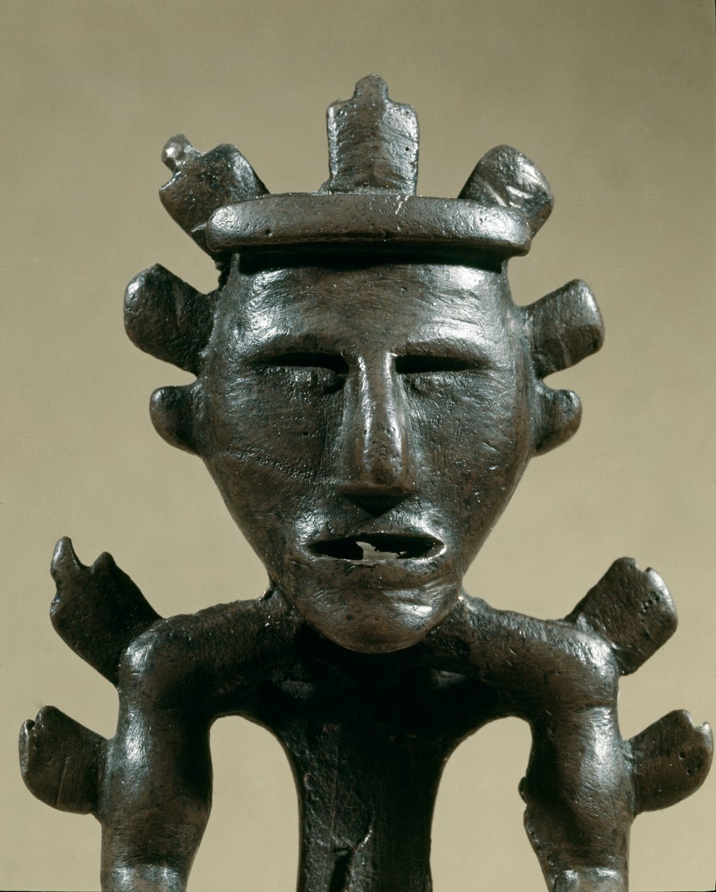 Forhistorie: krigerfigur i bronse av Tresor of Galic (Kostroma, Russland). 1500 f.Kr. Bronsealderen. Moskva, Statens historiske museum av Age Bronze