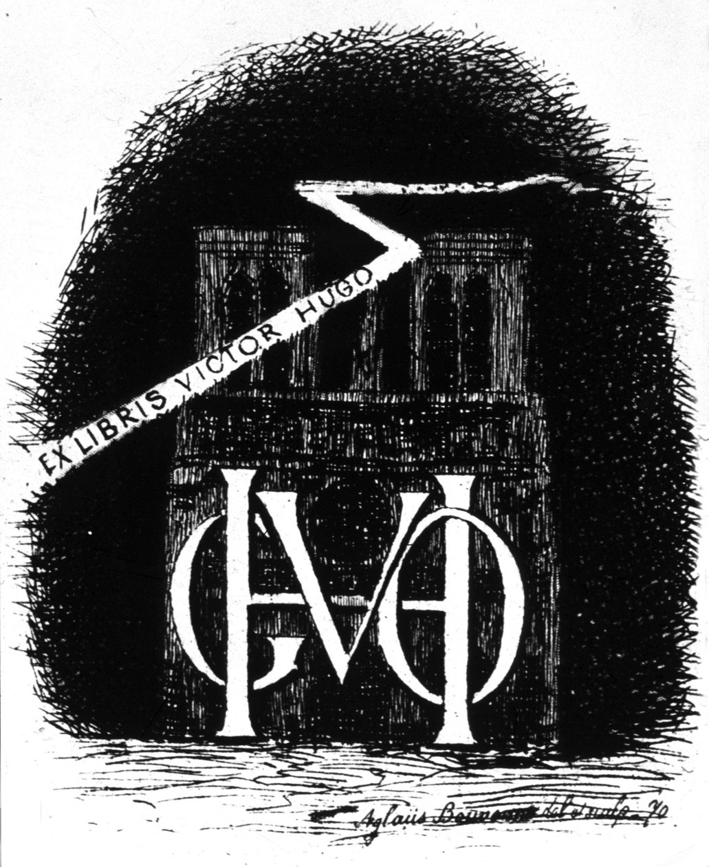 Ex-libris av Victor Hugo av Aglaüs Bouvenne
