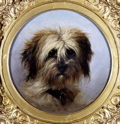 Et hode av en terrier (olje om bord) av Agnes Dundas
