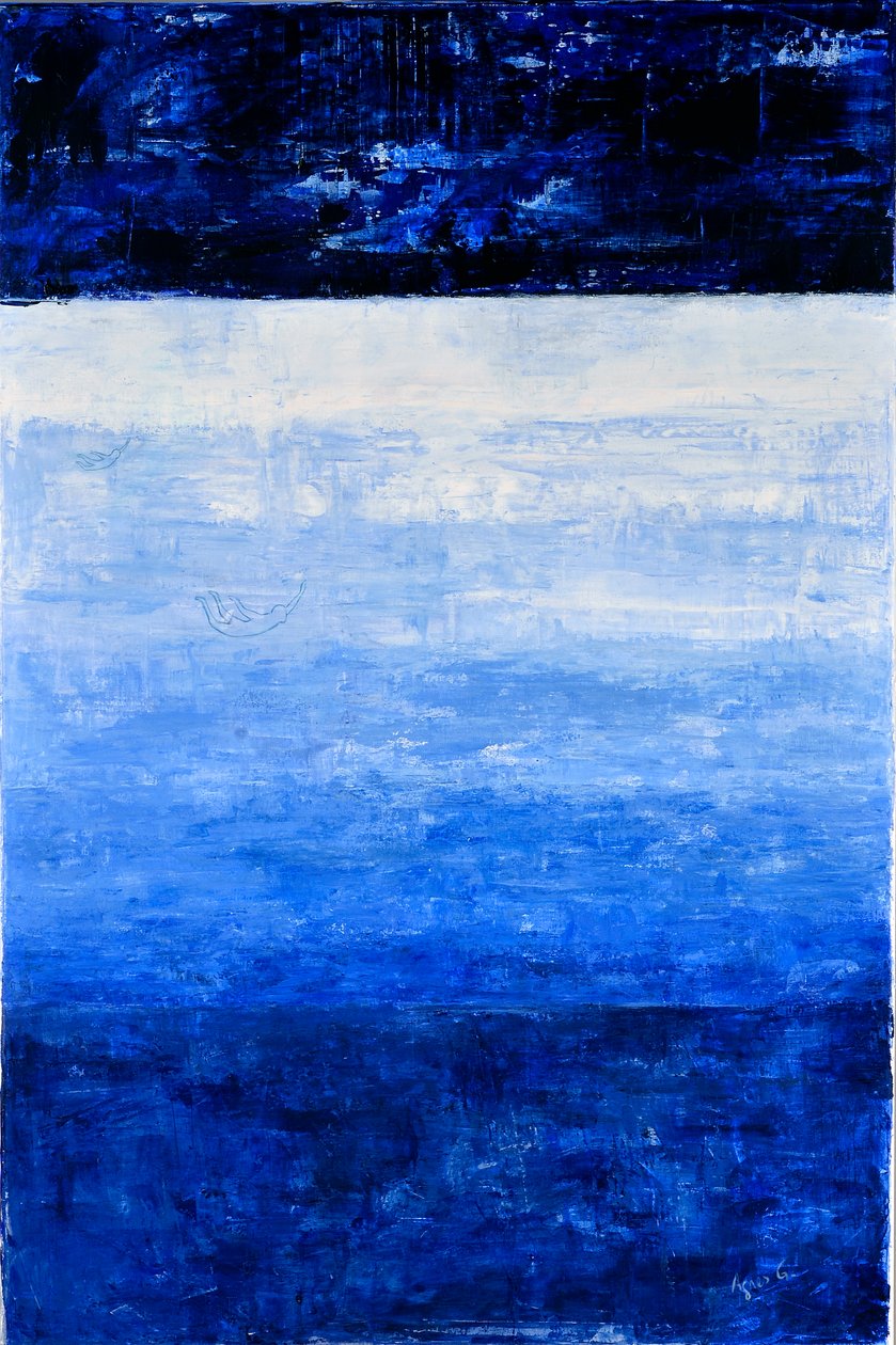 And Jump, 2018 (akryl på lerret) av Agnes Girardon