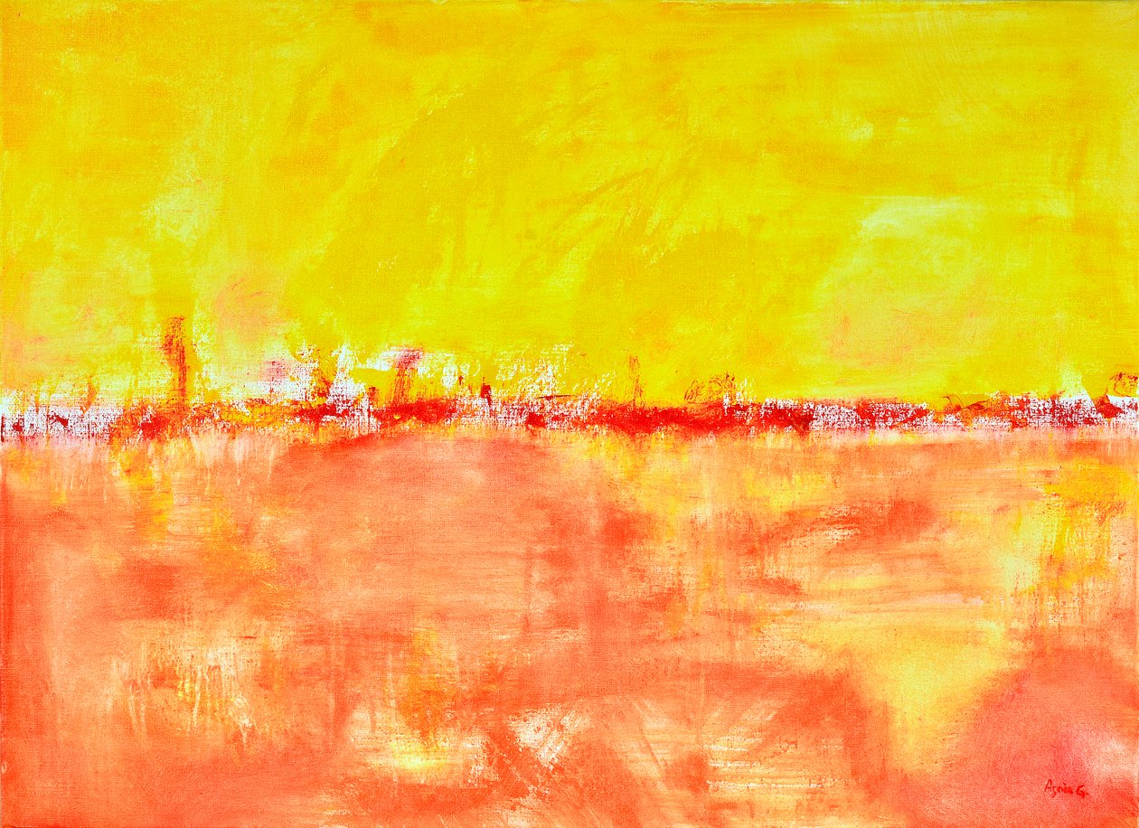 Horizon, 2017 (teknikk blandet på lerret, akryl) av Agnes Girardon