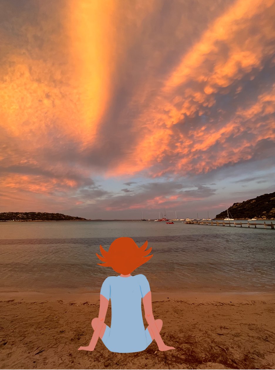 Sunset, 2023 (digital kunst på fotografi) av Agnes Girardon