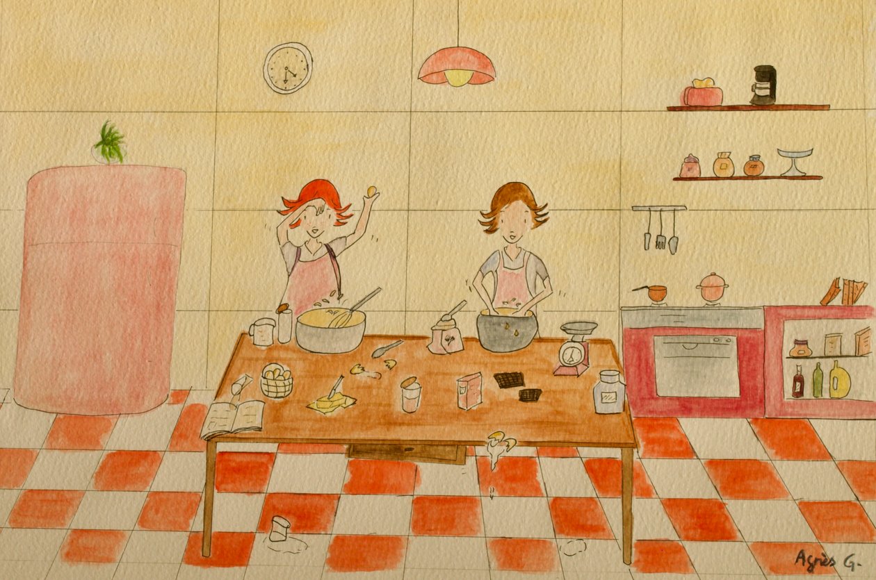The Voyage, Kitchen, 2015 , akvarell på papir av Agnes Girardon