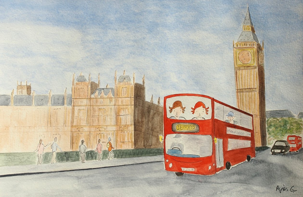 The Voyage, London 2015 , akvarell på papir av Agnes Girardon