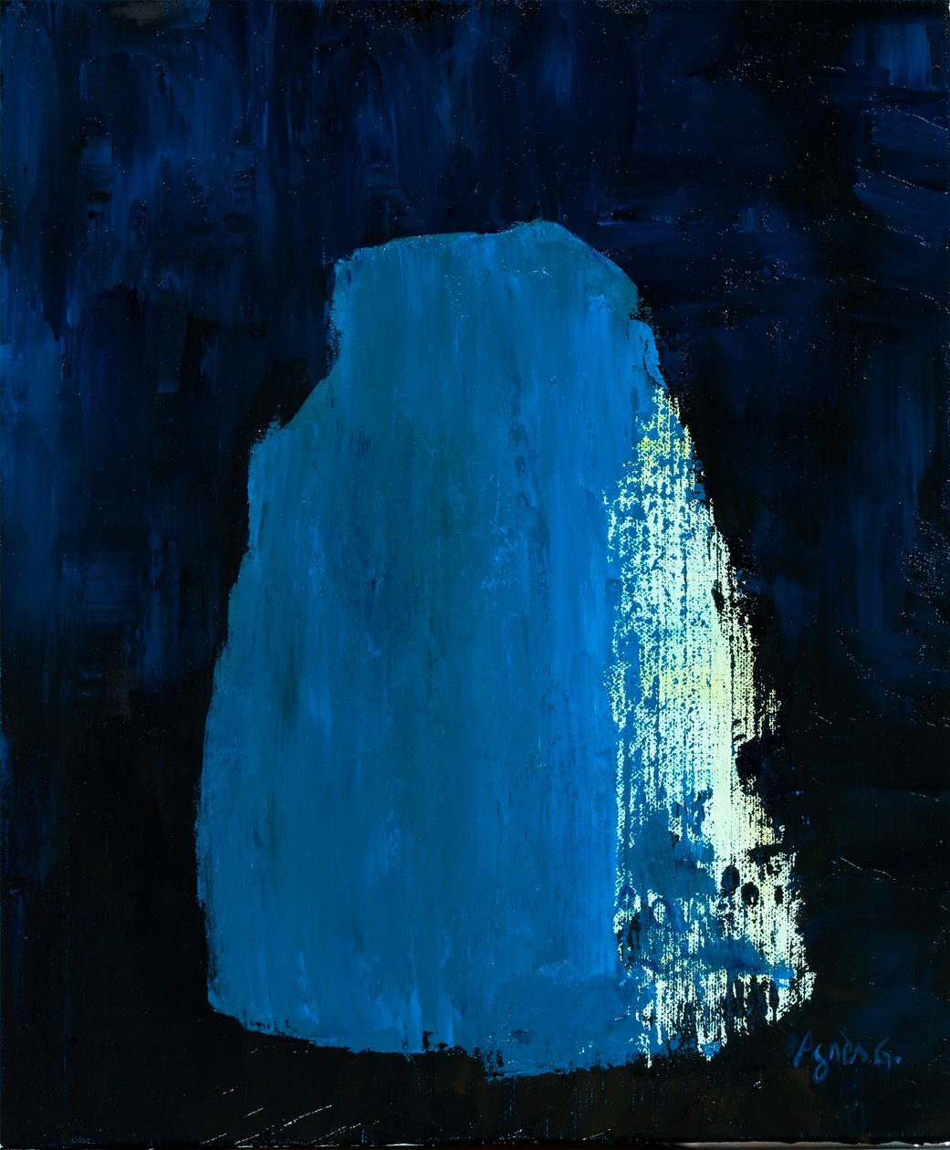 Tid 3, 2018 (olje på lerret) av Agnes Girardon