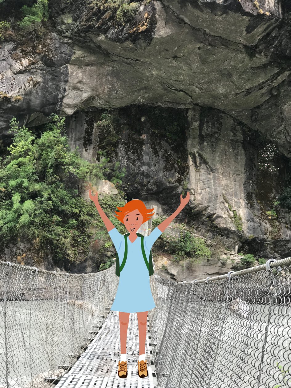 Walking on a Bridge , 2023 (digital kunst på fotografi) av Agnes Girardon