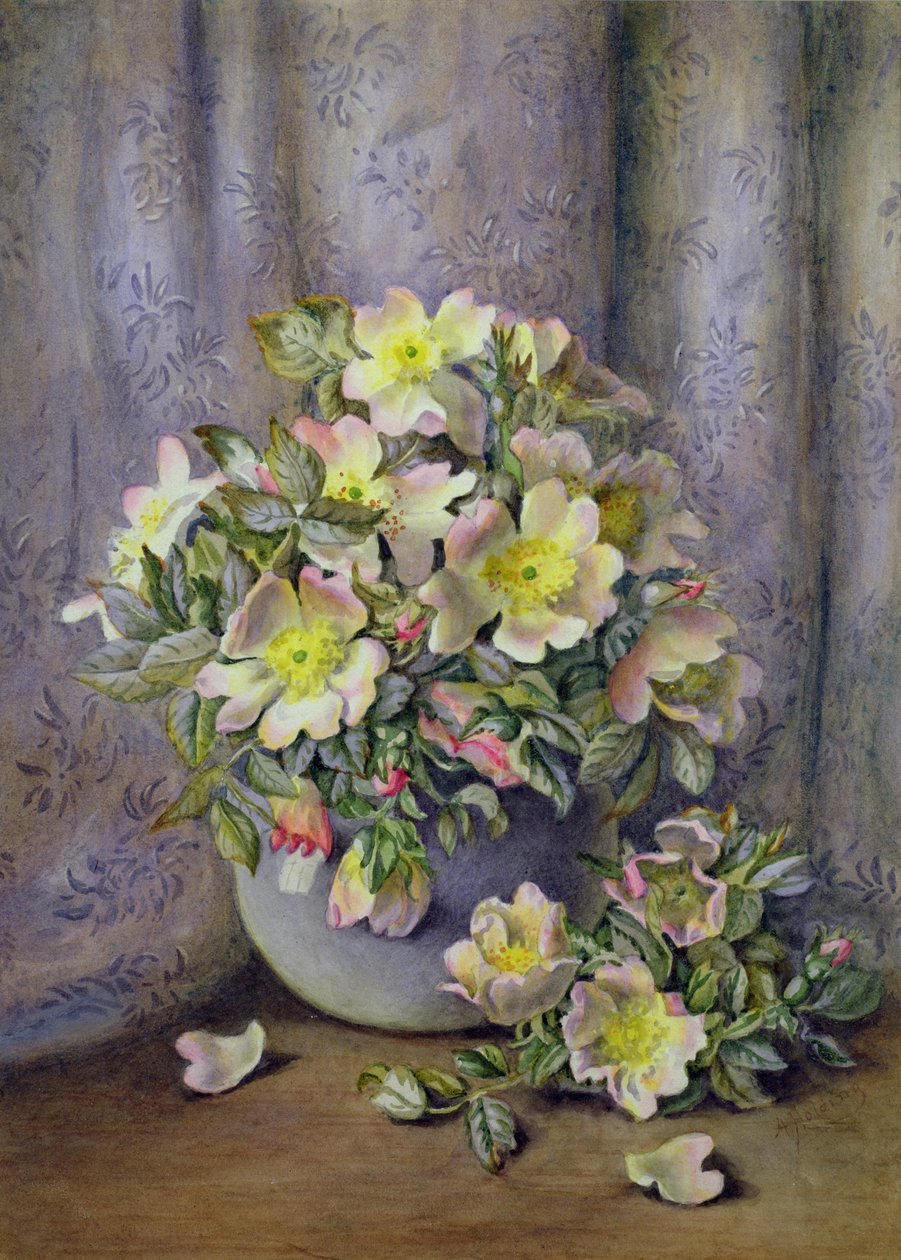 Stilleben av roser av Agnes Louise Holding