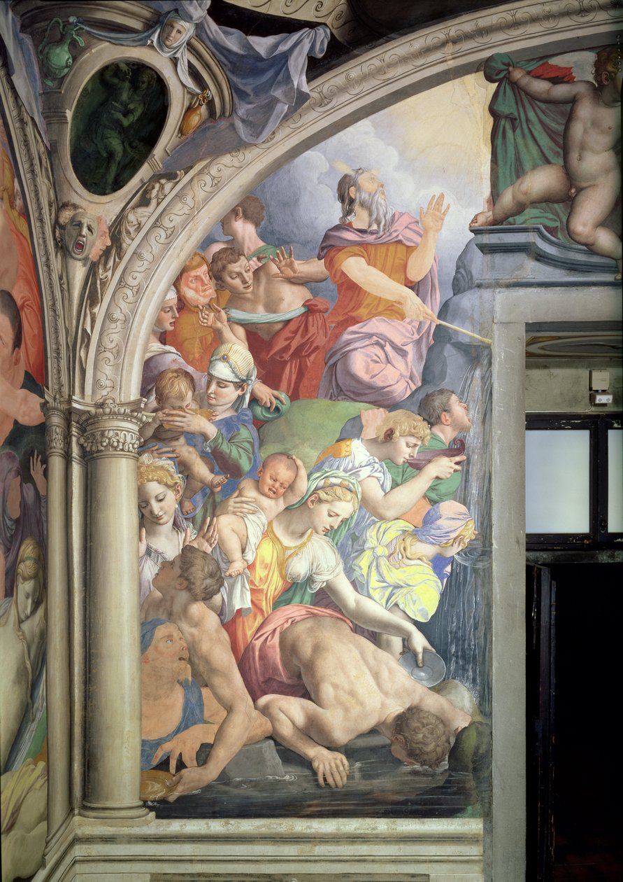 Moses slår vann fra klippen, fra Capella di Eleonora, 1555 (se også 60345 og 81565) av Agnolo Bronzino