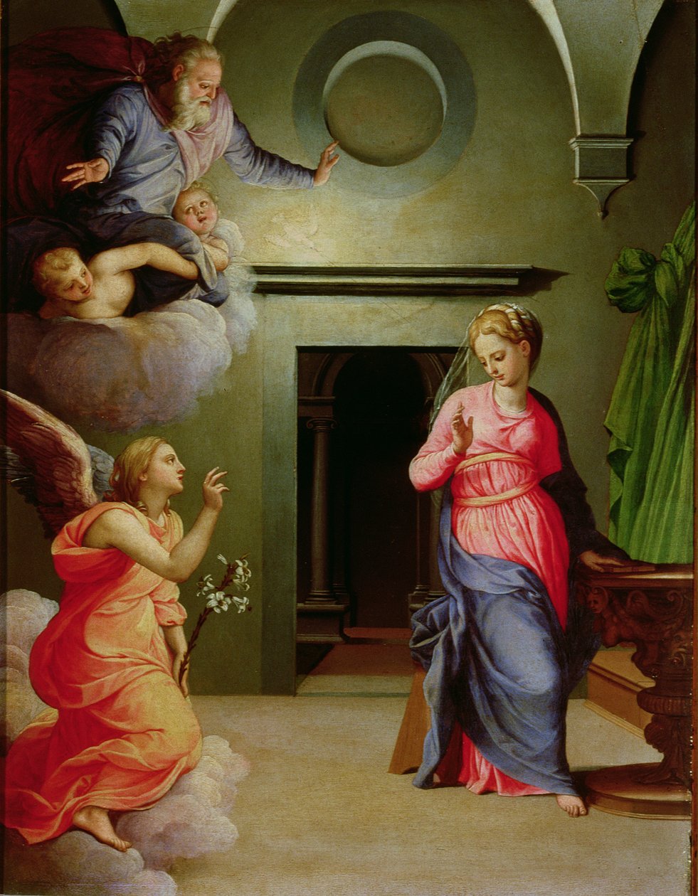 Bebudelsen (tempera på panel) av Agnolo Bronzino
