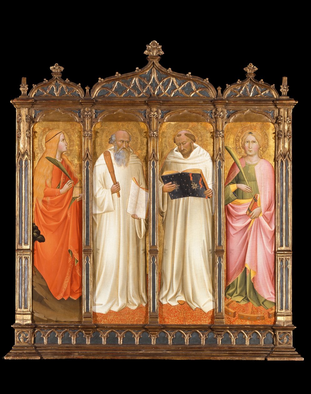 St. Maria Magdalene, St. Benedict, St. Bernard av Clairvaux og St. Catherine av Alexandria av Agnolo Gaddi