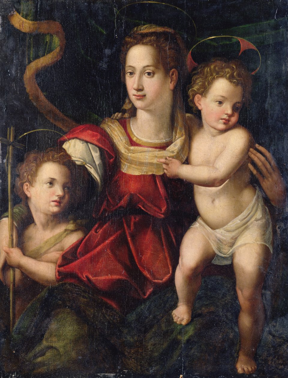 Madonnaen og barnet med spedbarnet Døperen Johannes av Agnolo (after) Bronzino
