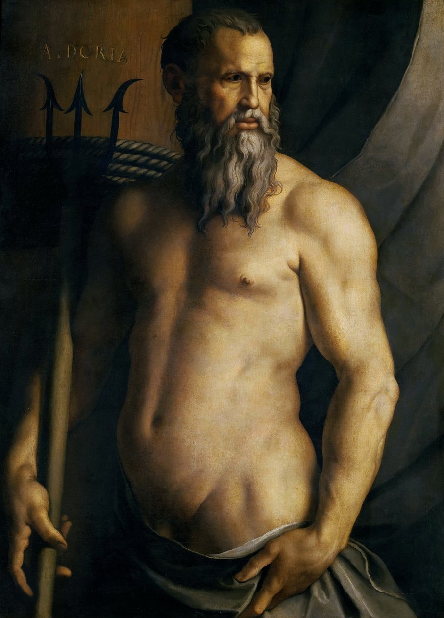 Portrett av Andrea Doria som Neptun, ca 1545. av Agnolo Bronzino