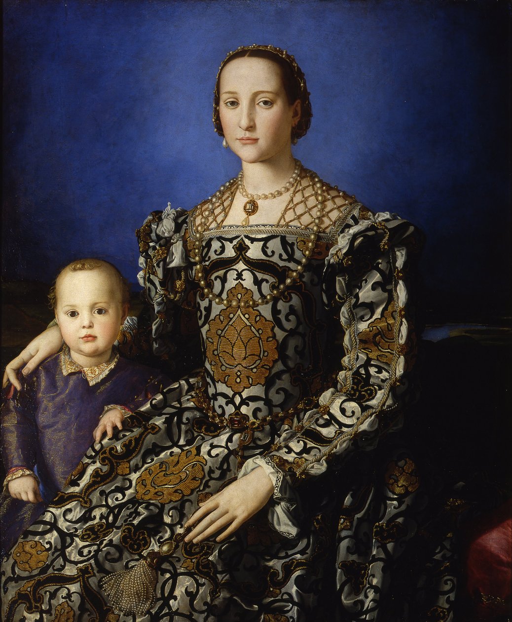Portrett av Eleanor av Toledo med sønnen Giovanni, ca 1545 av Agnolo Bronzino