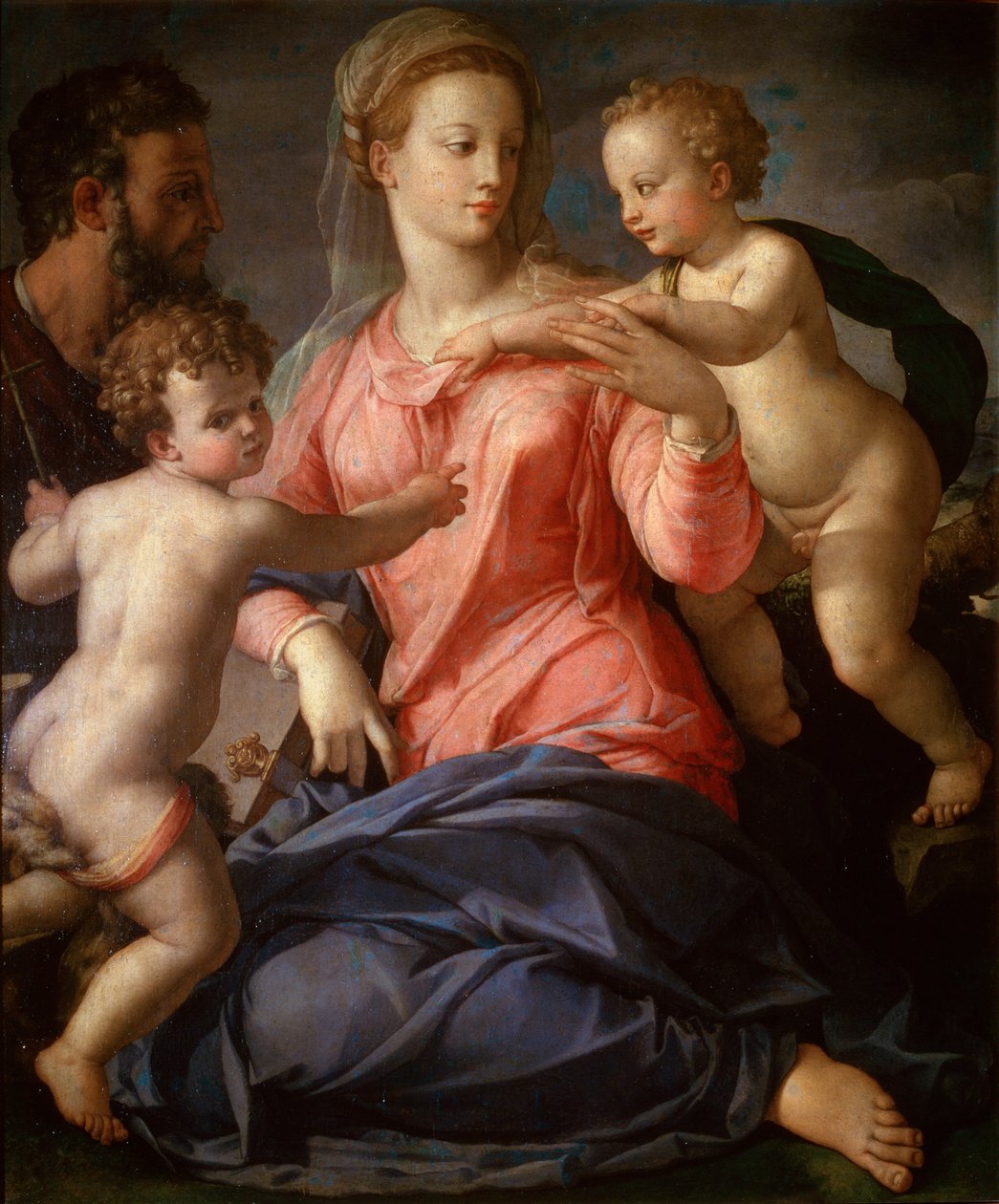 Den hellige familie med den unge døperen Johannes, 1540. av Agnolo Bronzino