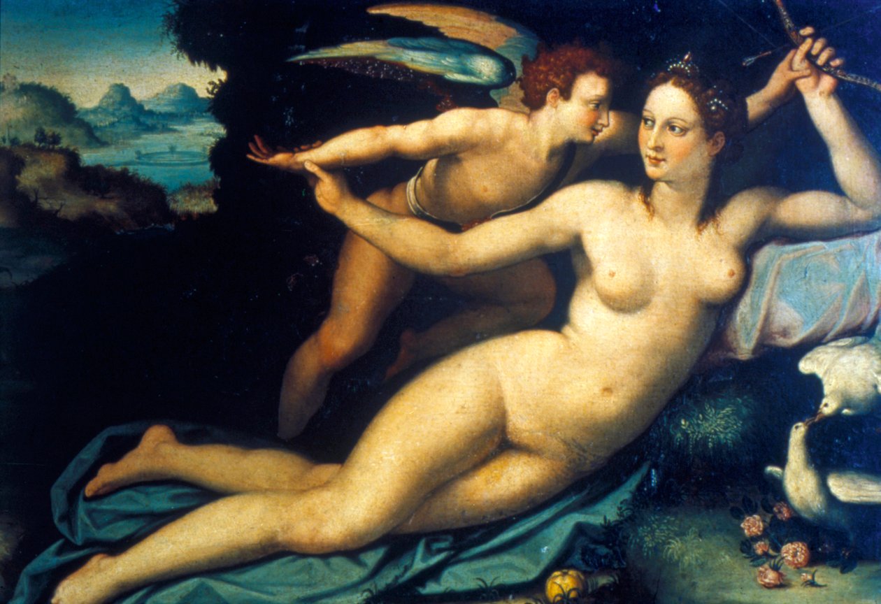 Venus og Amor, midten av 1500-tallet av Agnolo Bronzino