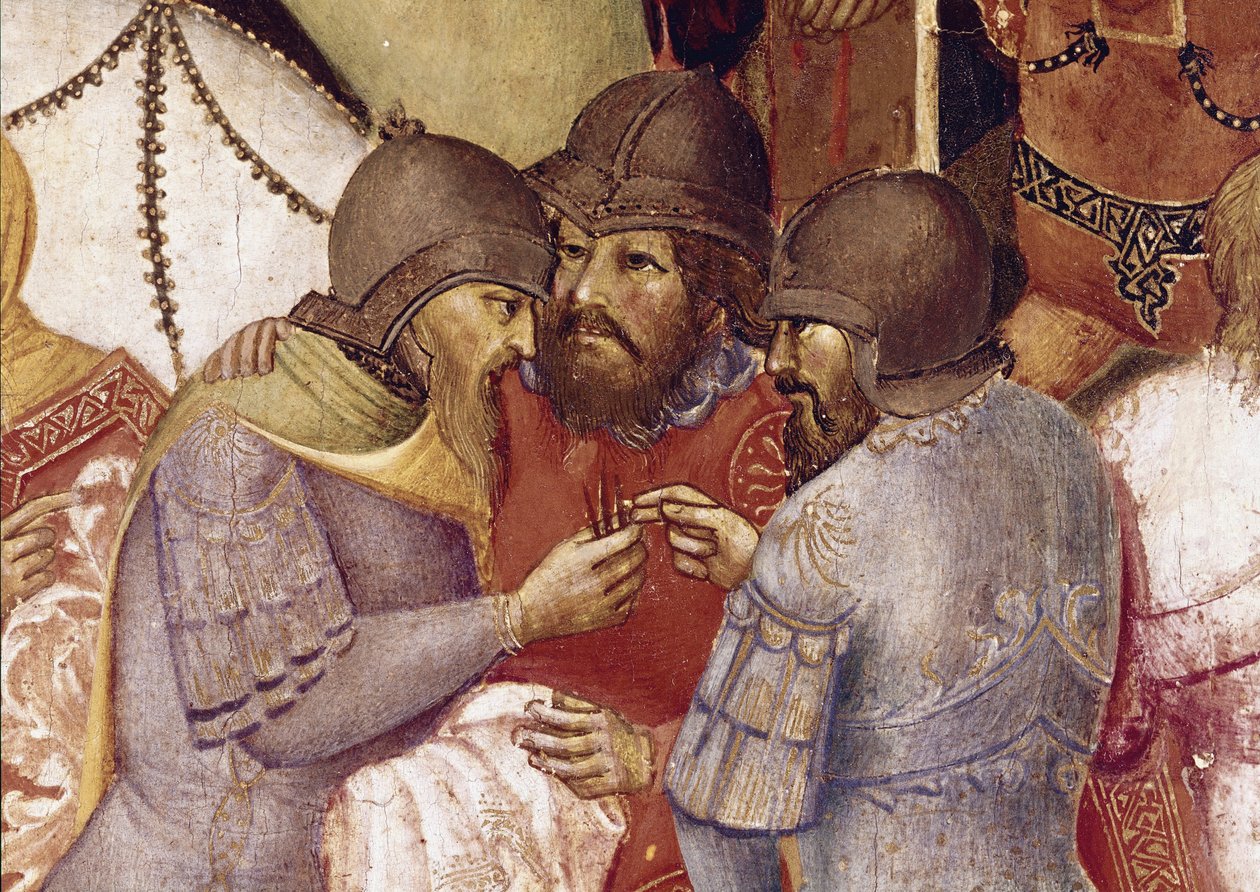 Korsfestelse, detalj (tempera på panel av Agnolo Gaddi