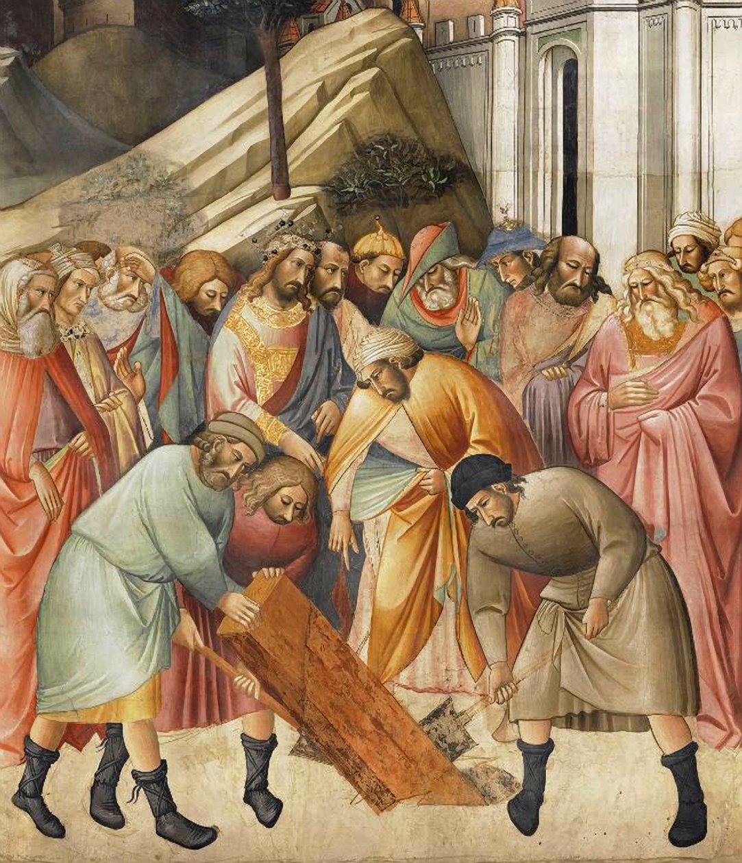 Kong Salomo begraver en av korsbjelkene, ca. 1380 av Agnolo Gaddi