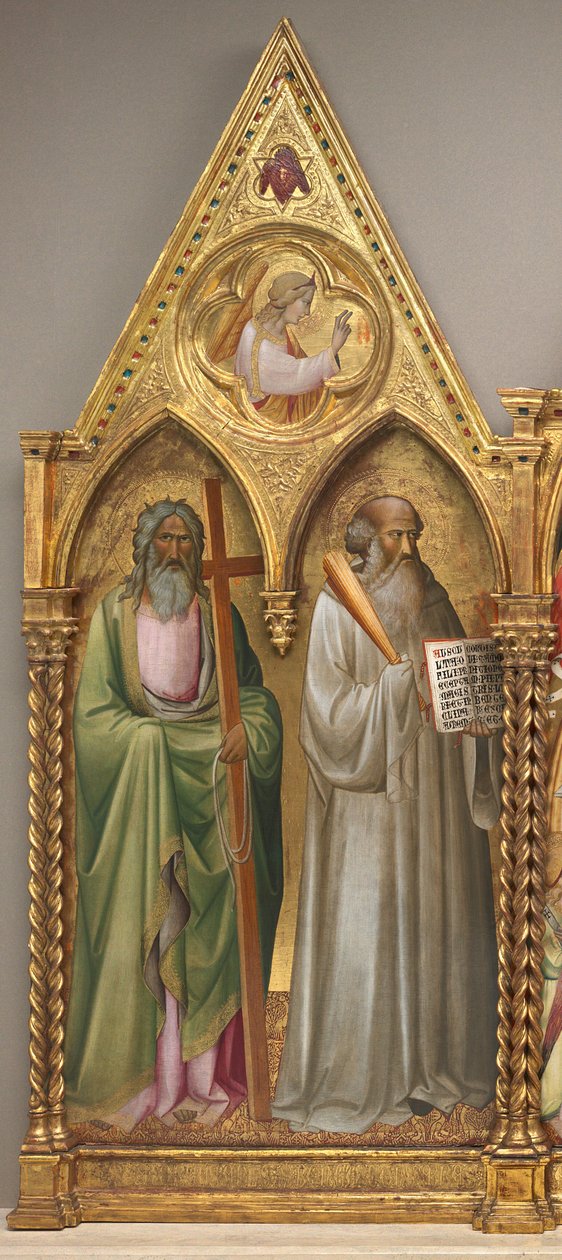 Saint Andrew og Saint Benedict med erkeengelen Gabriel [venstre panel] av Agnolo Gaddi