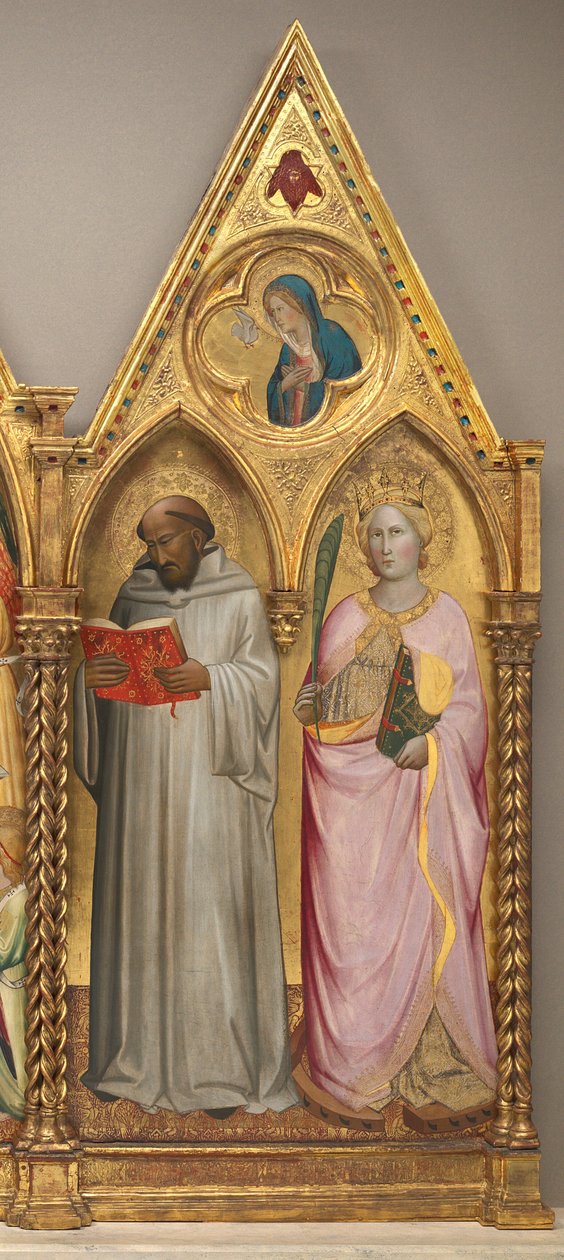 Saint Bernard og Saint Catherine av Alexandria med Jomfruen av bebudelsen [høyre panel] av Agnolo Gaddi