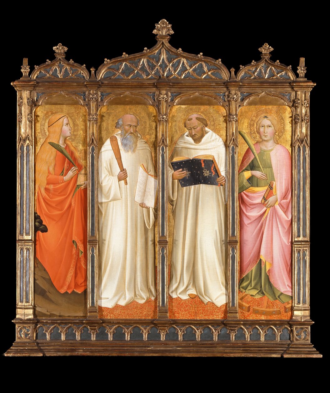 De hellige Maria Magdalena, Benedikt, Bernard av Clairvaux og Katarina av Alexandria, ca 1380 av Agnolo Gaddi