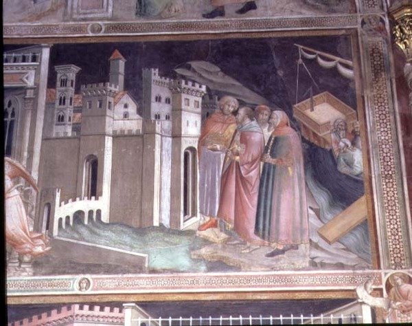 The Legend of the Sacred Girdle, detalj fra Jomfruens liv fra Cappella della Sacra Cintola av Agnolo Gaddi