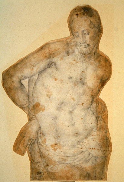 Kristus ved søylen (kritt på papir) av Agnolo Bronzino