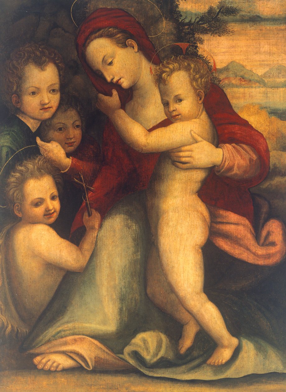 Madonna med barn, St John og engler av Agnolo Bronzino