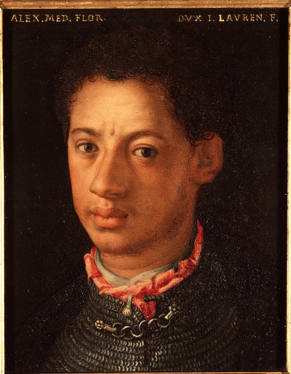 Portrett av Alessandro de Medici (Alexander av Medici kalt mauren) (1510-1572) Hertugen av Firenze Maleri av Allori Angelo di Cosimo dit Bronzino (1503-1572) Søn fra 1500-tallet 15x12 cm Palace Medici-Riccardi (Medici Riccardi) Firenze av Agnolo Bronzino