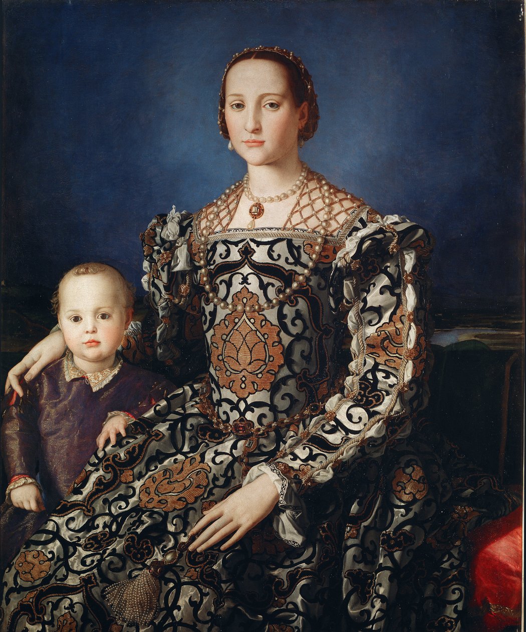 Portrett av Eleonora da Toledo med sønnen Giovanni - Olje på lerret av Agnolo Bronzino