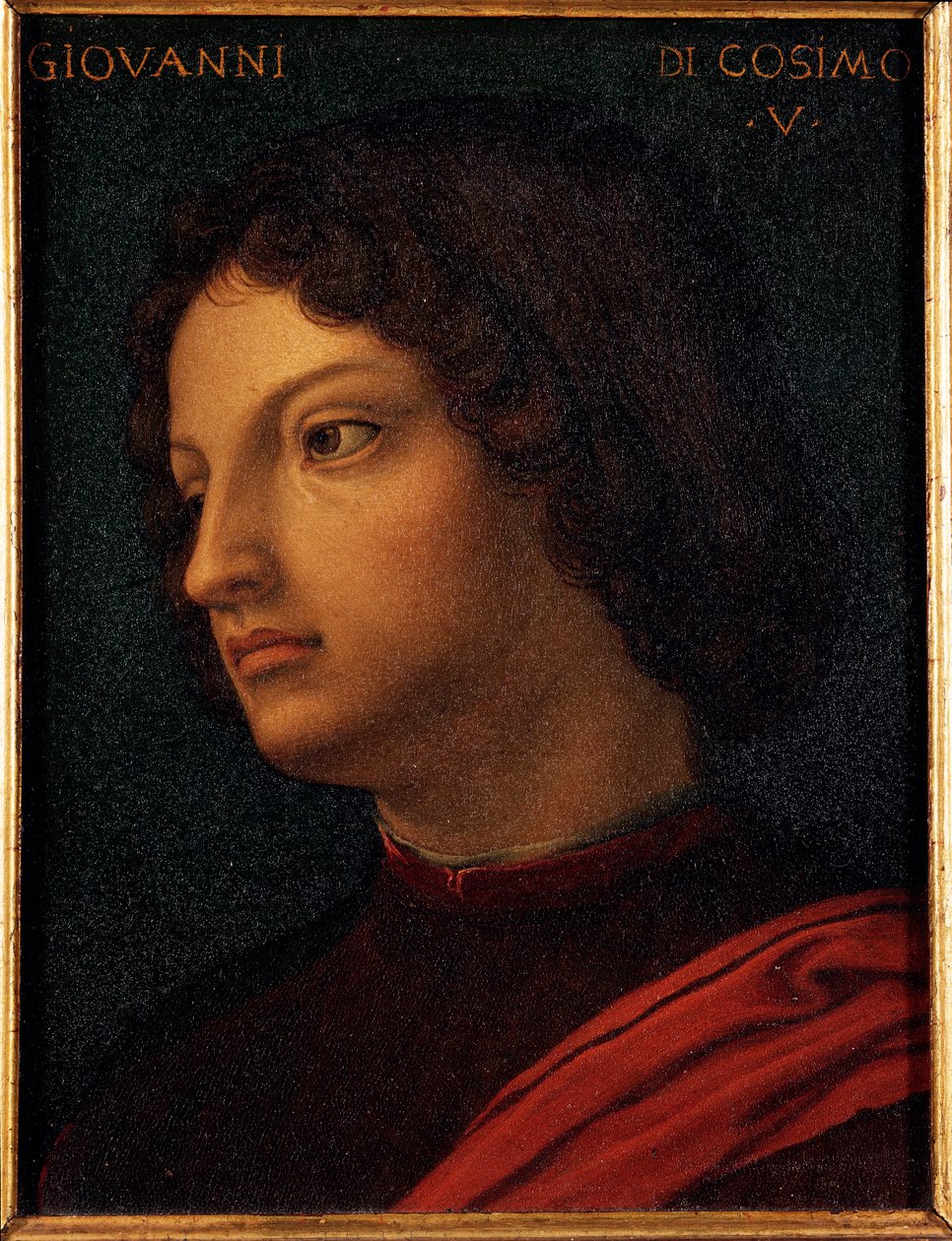 Portrett av Jean de Medici (Giovanni di Cosimo de Medici) (1421-1463) Banker og Mecene-maleri av Allori Angelo di Cosimo dit Bronzino (1503-1572) 1500-tallet Dim 15x12 cm Palace Medici-Riccardi (Medici Riccardi) Firenze av Agnolo Bronzino