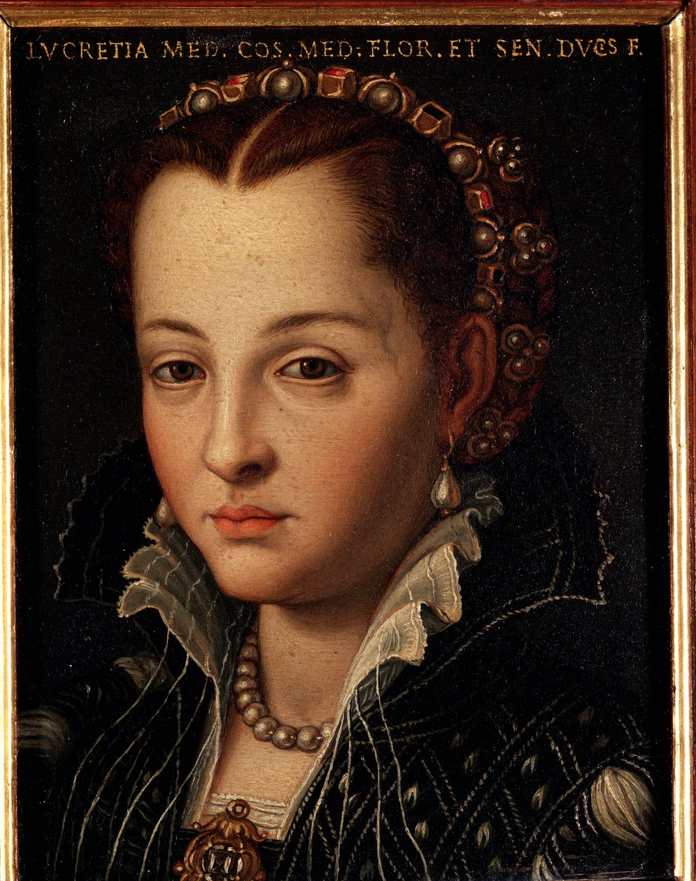 Portrett av Lucrezia de Medici (eller Lucrezia di Cosimo de Medici eller Lucrece de Medici) (1545-1561) Maleri av Allori Angelo di Cosimo dit Bronzino (1503-1572) - 1500-tallet Dim 15x12 cm Palace Medici-Riccardi (Medici Riccardi) Firenze av Agnolo Bronzino