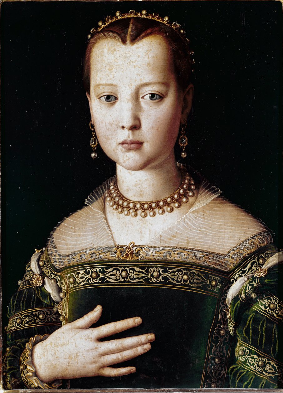 Portrett av Maria de Medici (olje på lerret av Agnolo Bronzino