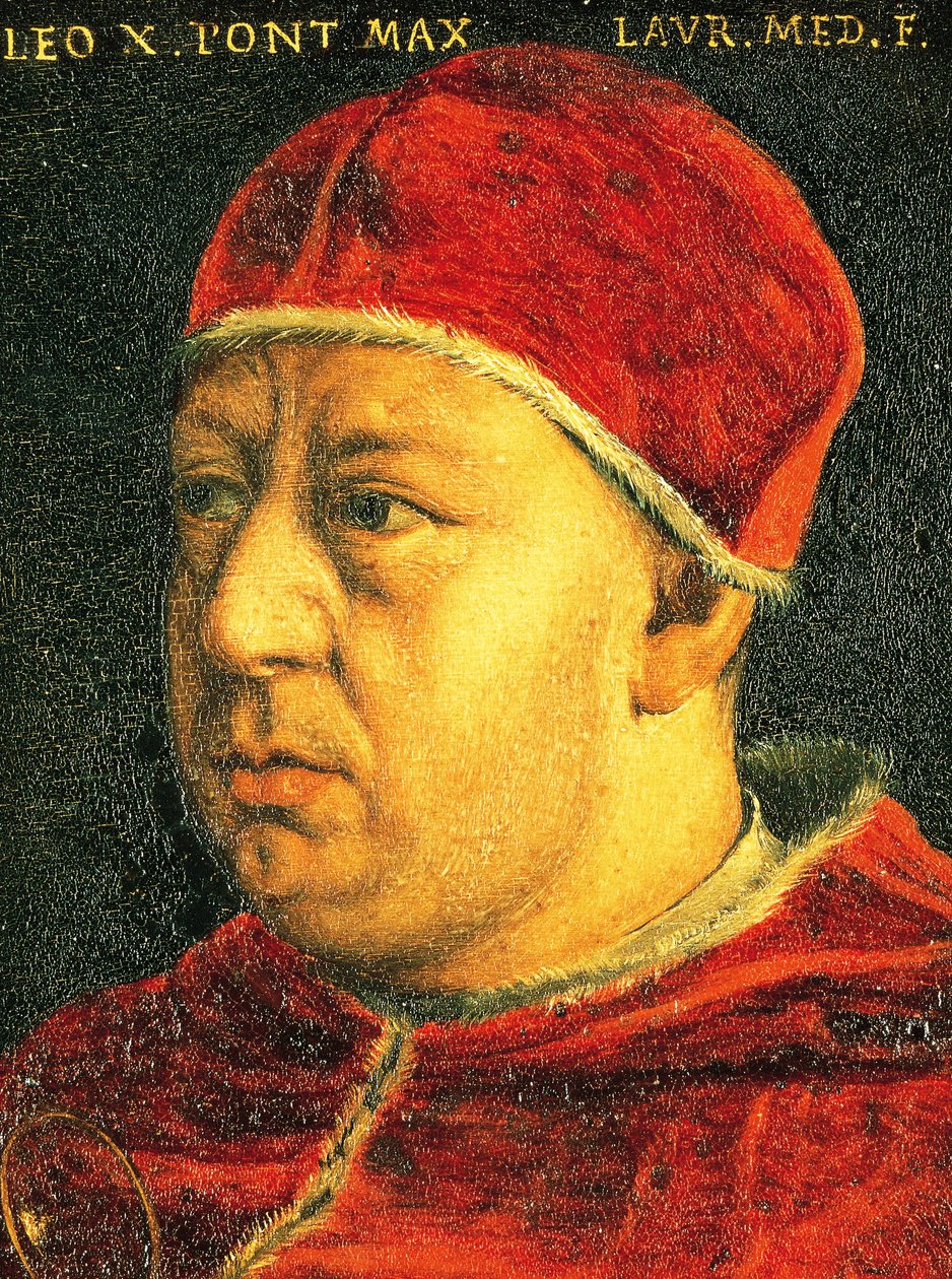 Portrett av pave Leo X (Giovanni di Lorenzo de Medici, Firenze av Agnolo Bronzino