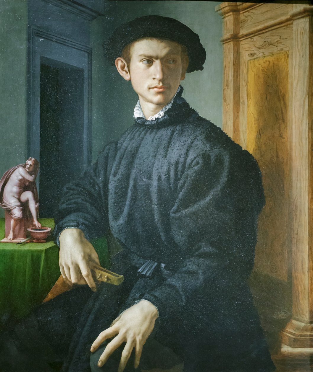 Portrett av en ung mann med en lutt av Agnolo Bronzino