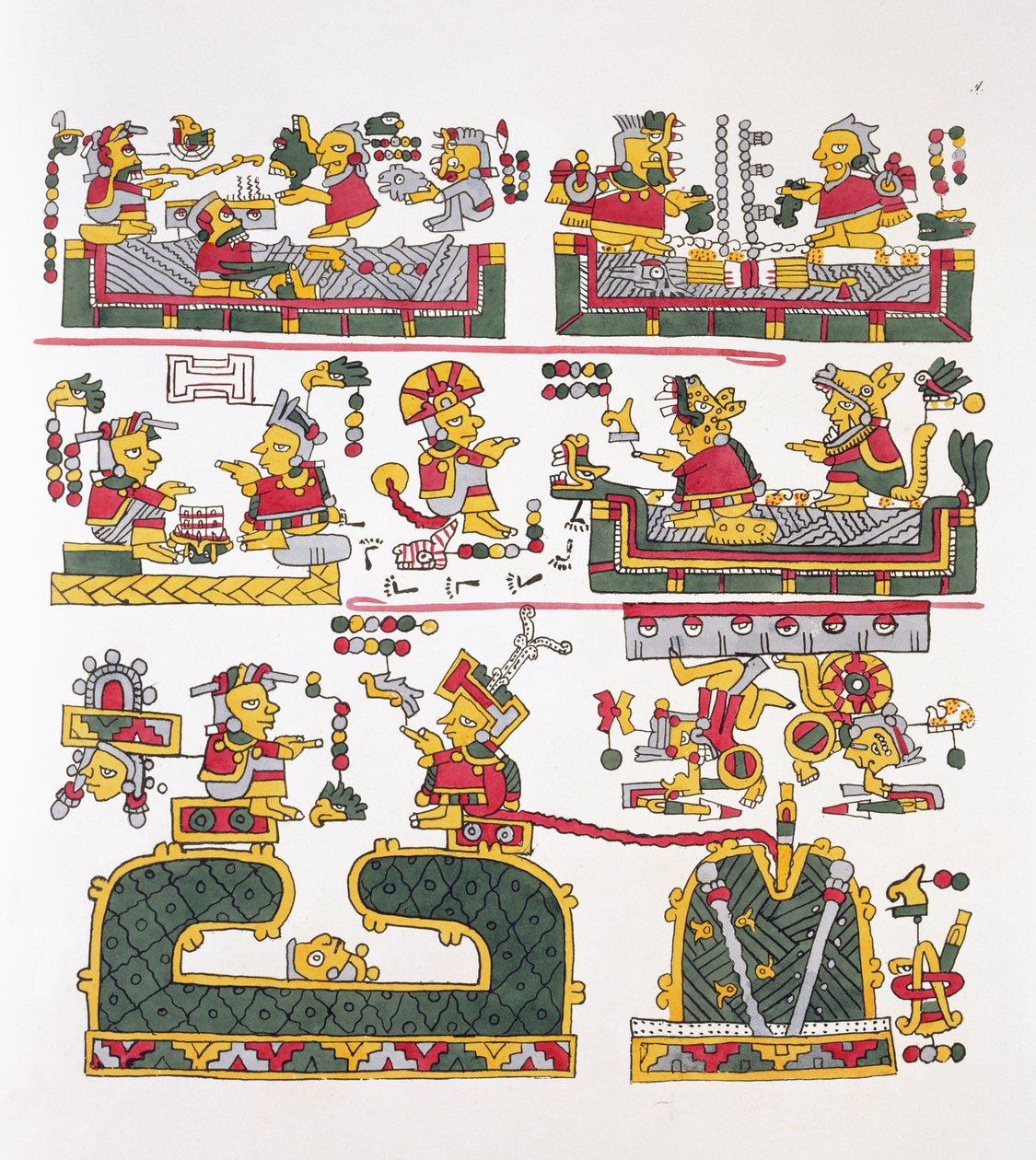 Illustrasjon fra 'Antiquities of Mexico' av Edward King (1795-1837) Lord Kingsborough, publisert 1831-48 av Agostino Aglio
