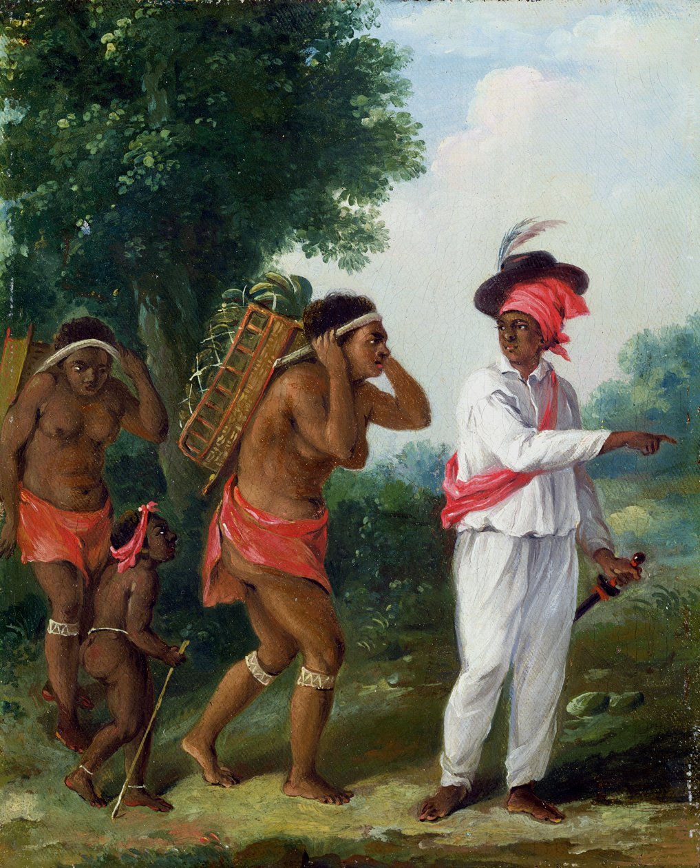 Vestindisk fargemann, regisserende to karibiske kvinner med et barn, ca. 1780 av Agostino Brunias