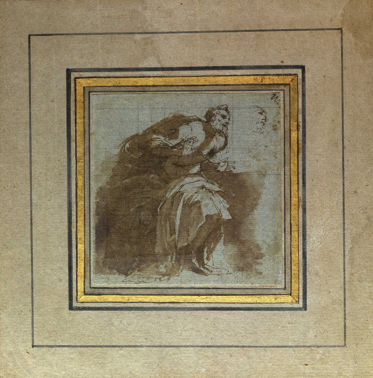 Forundret senil skikkelse av Agostino Carracci