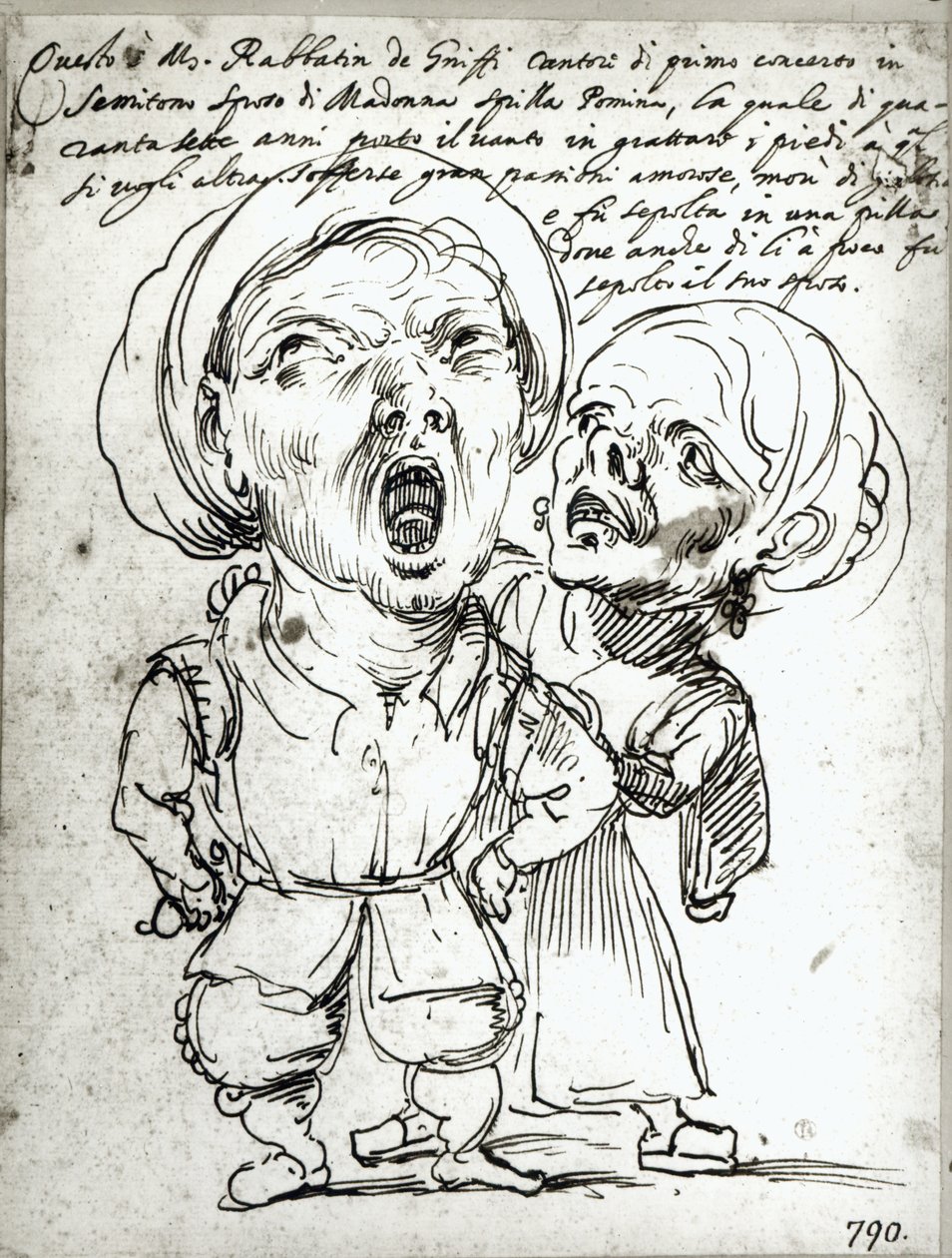 Karikatur av Rabbatin de Griffo og kona Spilla Pomona (penn og blekk på papir) av Agostino Carracci