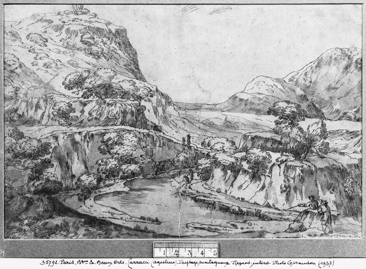 Fjelllandskap av Agostino Carracci