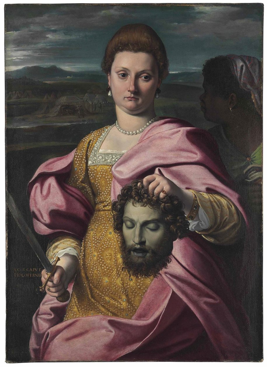 Portrett av Olimpia Luna og Melchiorre Zoppio som Judith og Holofernes av Agostino Carracci