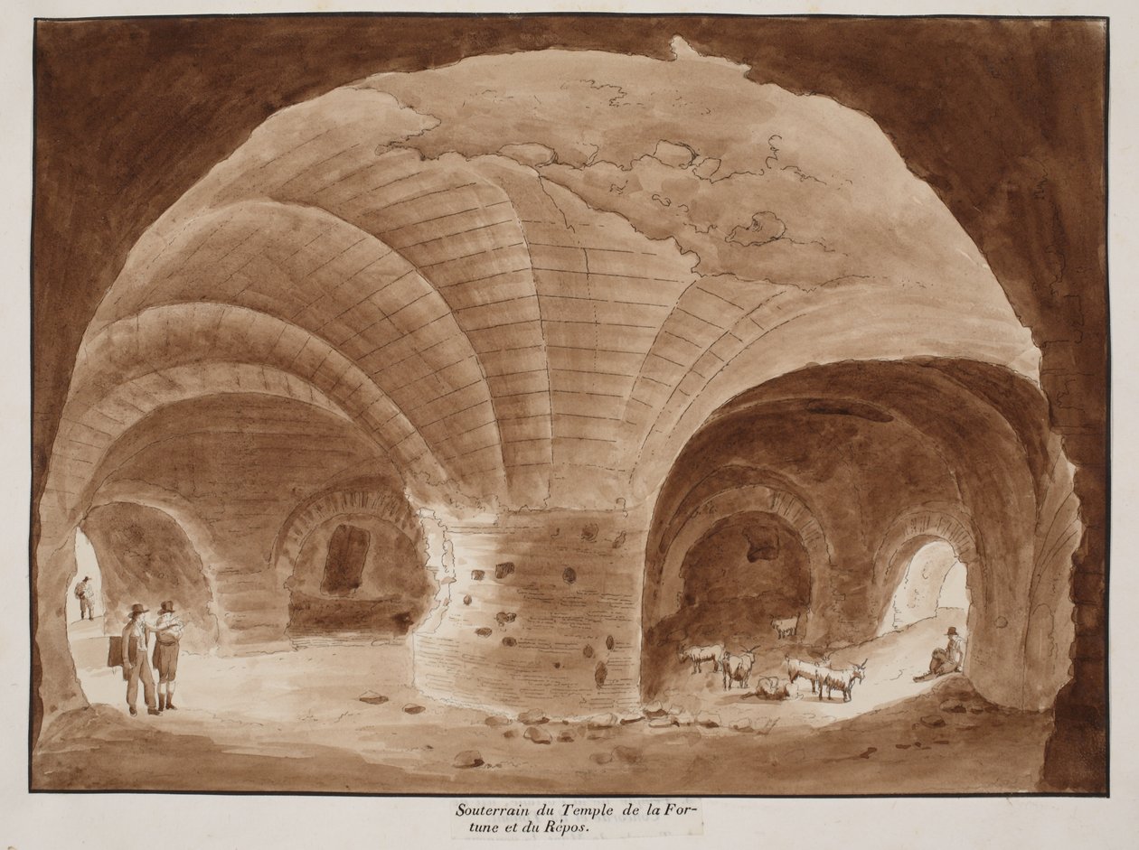 Kjeller i Temple of Fortune and Rest, 1833 (etsing med brun vask) av Agostino Tofanelli