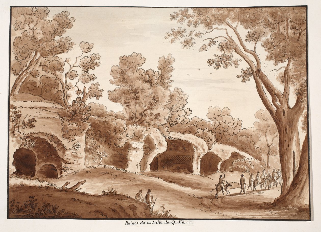 Ruinene av villaen til Quintilius Varus, 1833 (etsing med brun vask) av Agostino Tofanelli