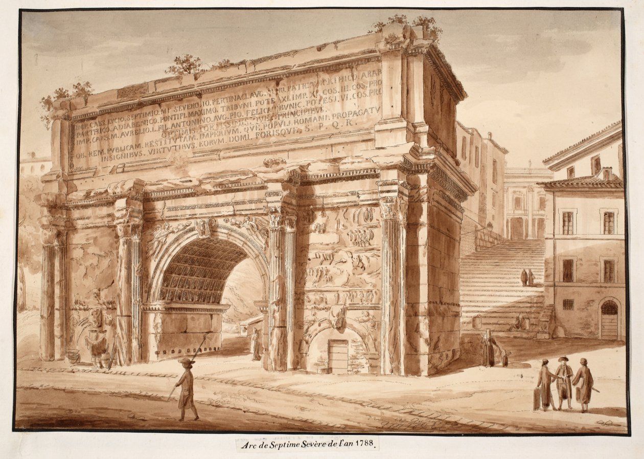 Buen til Septimius Severus i år 1788, 1833 (etsing med brun vask) av Agostino Tofanelli