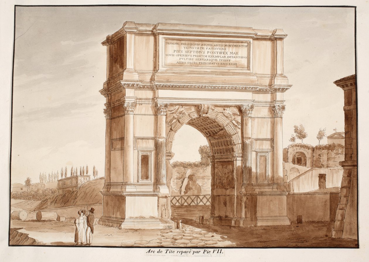 Titusbuen, restaurert av Pius VII, 1833 (etsing med brun vask) av Agostino Tofanelli