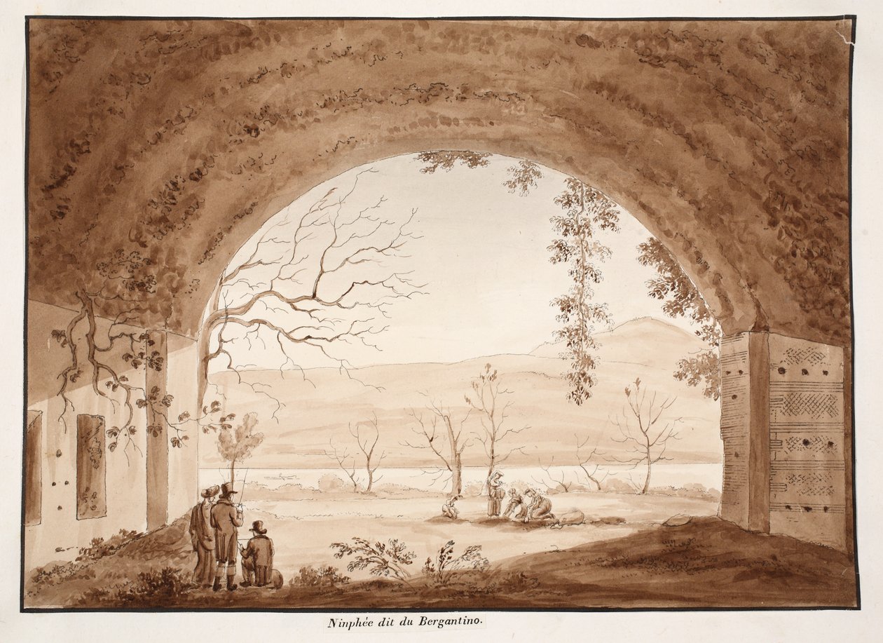 Ninfeo Bergantino, 1833 (etsing med brun vask) av Agostino Tofanelli